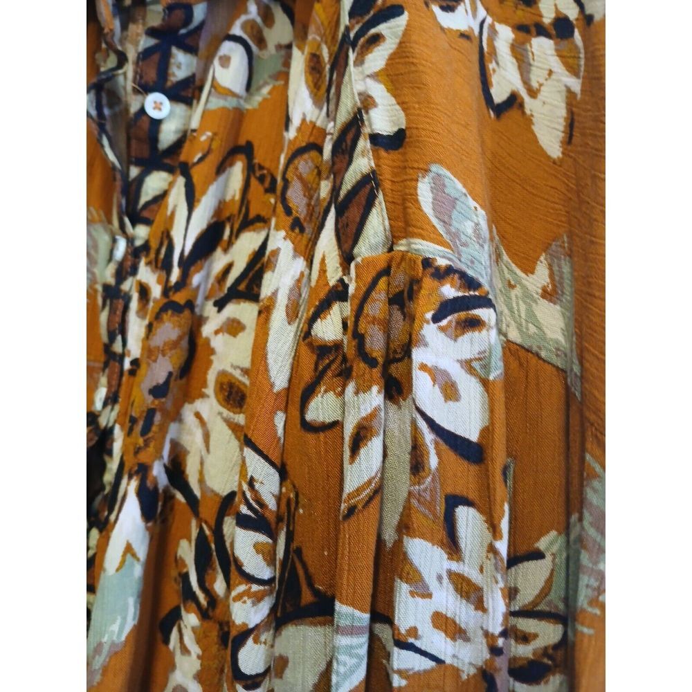 FREE PEOPLE Good Vibrations Floral Button-Up Blouse Light Combo Small Boho - Picture 4 of 4